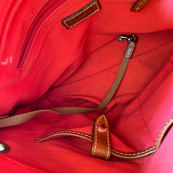 Dooney and Bourke red nylon shopper | bag | purse | leather - Picture 5 of 7